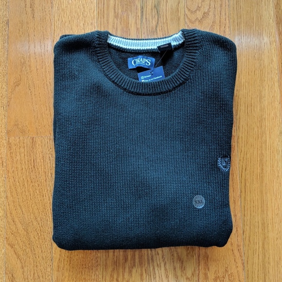 NWT Chaps Black Crew-Neck Sweater - Picture 1 of 6